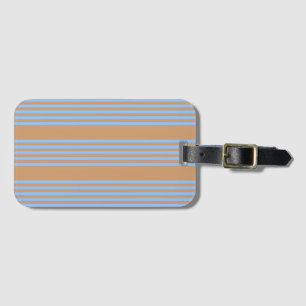 Blue and tan five stripe pattern luggage tag
