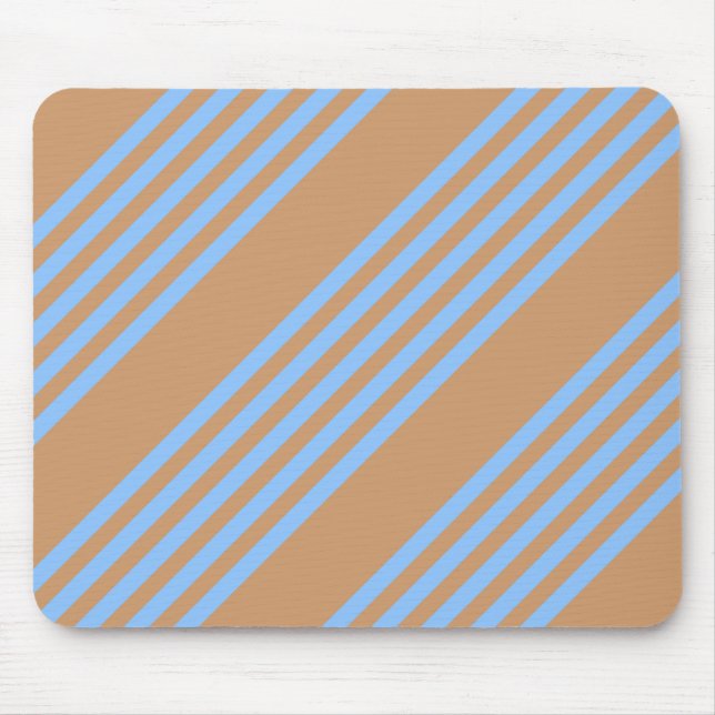 Blue and tan five stripe pattern mouse mat (Front)