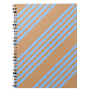 Blue and tan five stripe pattern notebook