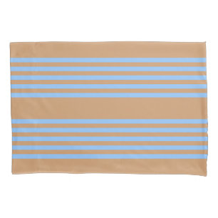 Blue and tan five stripe pattern pillowcase