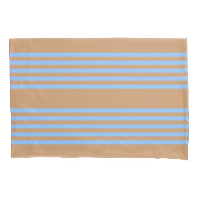 Blue and tan five stripe pattern pillowcase (Front)