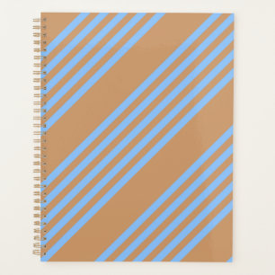 Blue and tan five stripe pattern planner