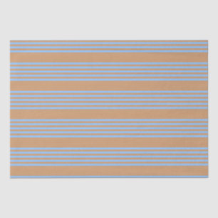 Blue and tan five stripe pattern tissue paper