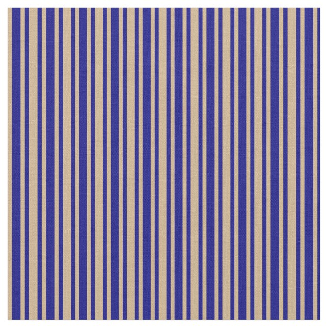 Blue and Tan Lines/Stripes Pattern Fabric (Close Up)