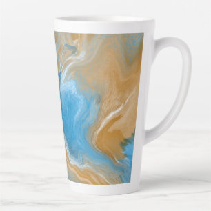 Blue and Tan Marble like Art / Beach Colours Mug