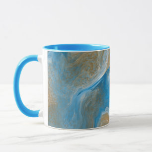 Blue and Tan Marble like Art / Beach Colours Mug