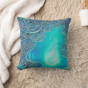 Blue and Teal Abstract Art Cushion