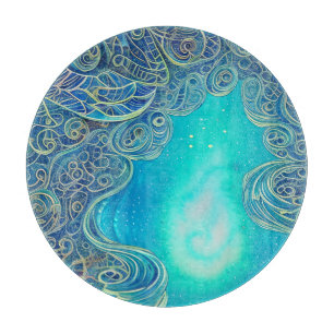 Blue and Teal Abstract Art Cutting Board