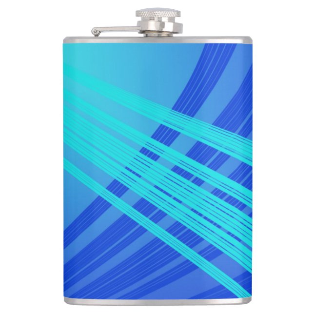 Blue and Teal Abstract Lines   Hip Flask (Front)