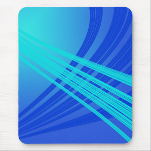 Blue and Teal Abstract Lines Mouse Mat