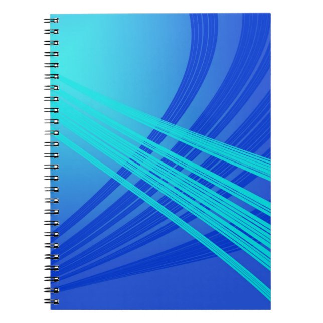 Blue and Teal Abstract Lines  Notebook (Front)