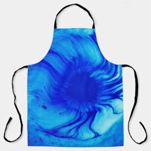 Blue and teal abstract painting apron