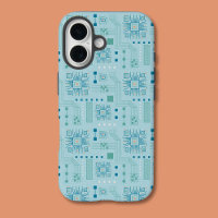 Blue and Teal Circuit Board Pattern