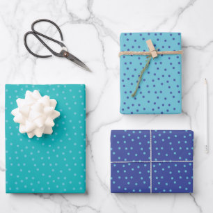 Blue And Teal Dots Patterned  Wrapping Paper Sheet