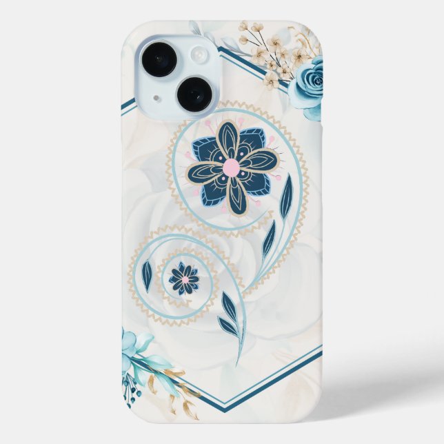 Blue and Teal Floral Graphic, "Revitalising Life" Case-Mate iPhone Case (Back)