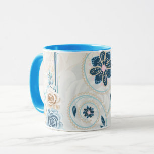 Blue and Teal Floral Graphic, "Revitalizing Life" Mug