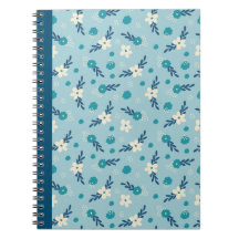 Blue and Teal Floral Spiral Notebook