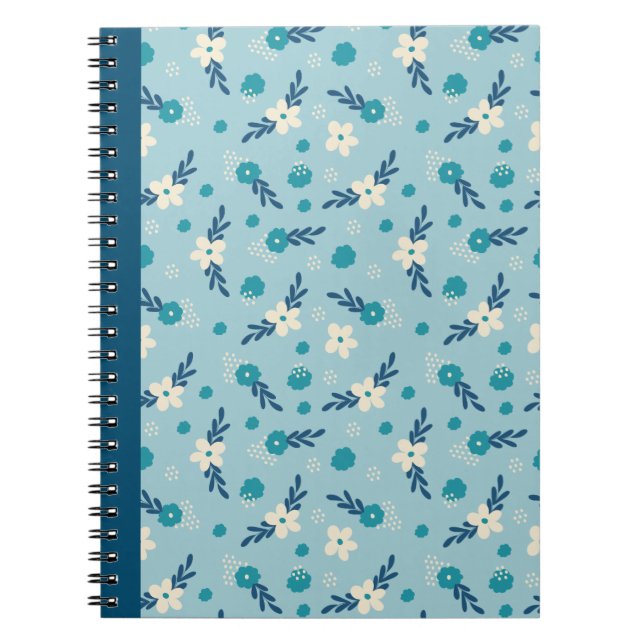 Blue and Teal Floral Spiral Notebook (Front)