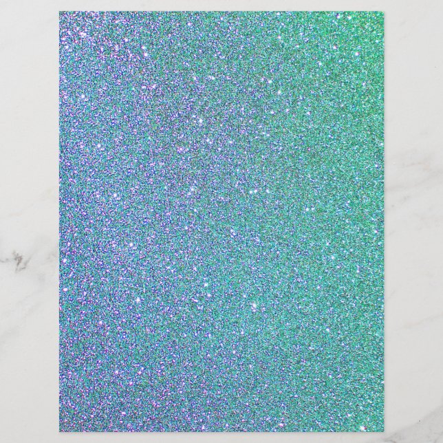 Blue and Teal Glitter Texture Scrapbook Paper (Front)