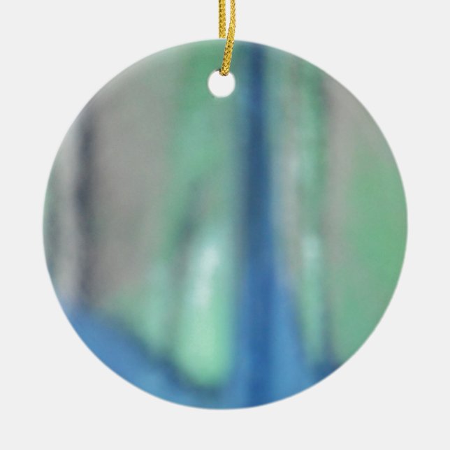 Blue and teal green sea glass ceramic tree decoration (Front)