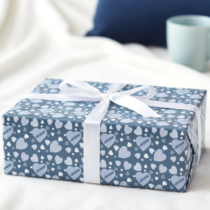 Blue And Teal Heart Wrapping Paper