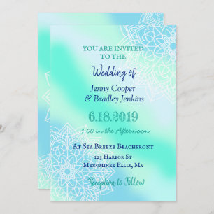 Blue and Teal Mandala Enchanted Wedding Invitation