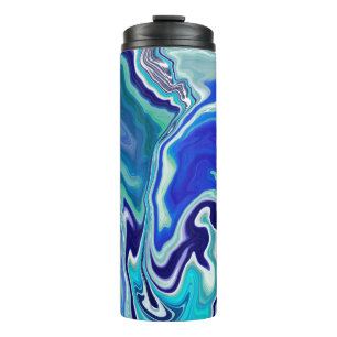Blue and Teal Marble Waves Thermal Tumbler