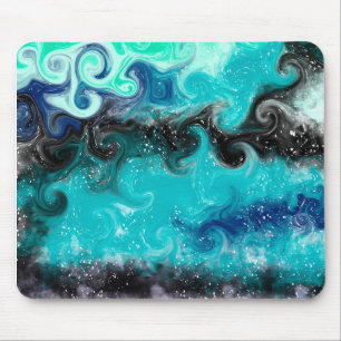 Blue and Teal Ocean Waves Sandy Beach  Mouse Mat