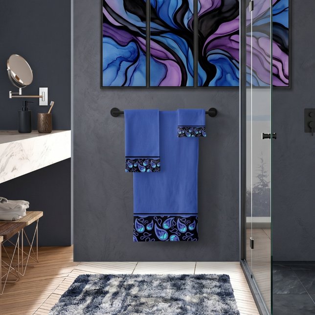 Blue and teal paisley bath towel set (Creator Uploaded)