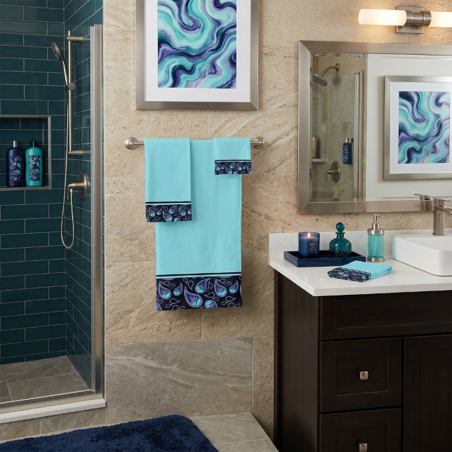 Blue and teal paisley bath towel set (Creator Uploaded)