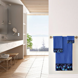 Blue and teal paisley bath towel set