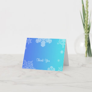 Blue and Teal Snowflake Posh Wedding Thank You Card