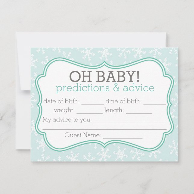 Blue and Teal Snowflakes Predictions & Advice Card (Front)