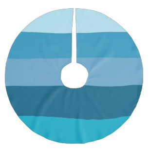 Blue And Teal Stripes Brushed Polyester Tree Skirt