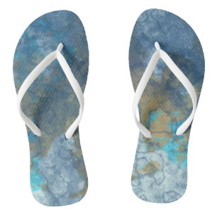 Blue and Turquoise Abstract Flip Flops