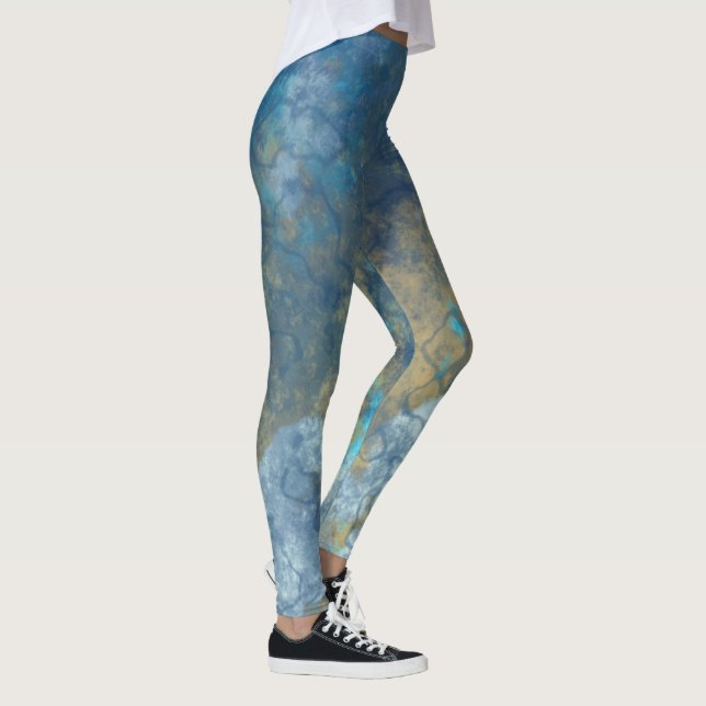 Blue and Turquoise Abstract Leggings (Right)