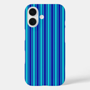 Blue and turquoise candy stripes Case-Mate iPhone  16 Case