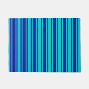 Blue and turquoise candy stripes doormat