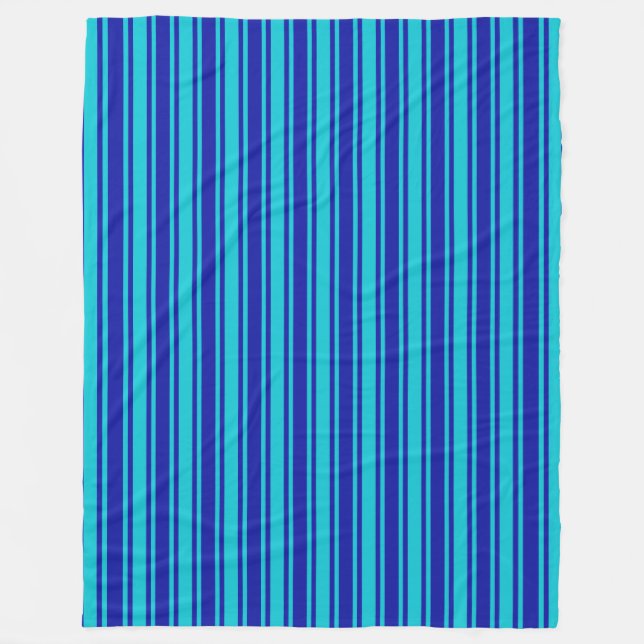 Blue and turquoise candy stripes fleece blanket (Front)