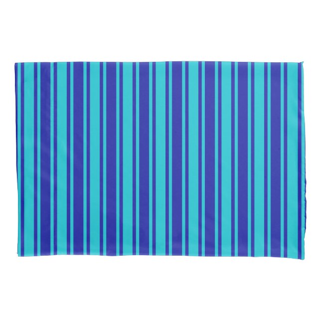 Blue and turquoise candy stripes pillowcase (Front)