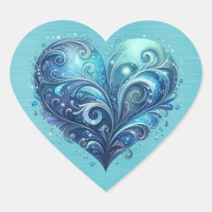 Blue and Turquoise Fancy Valentine Heart Heart Sticker