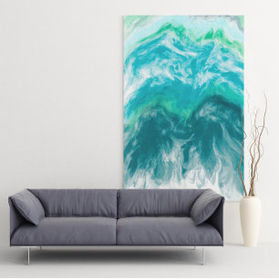 Blue and Turquoise Ocean Waves Digital Ar  Poster