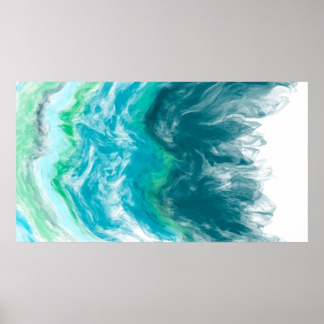 Blue and Turquoise Ocean Waves Digital Ar  Poster (Front)