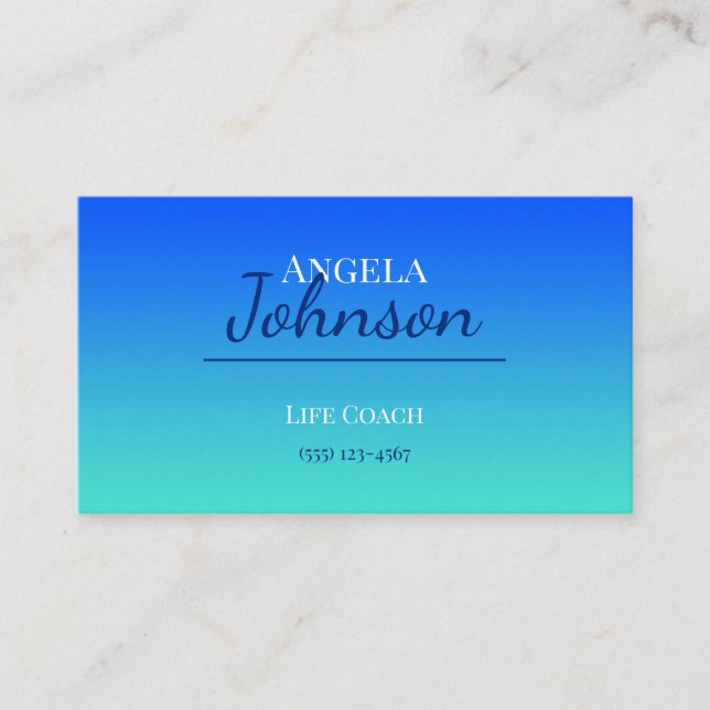 Blue and Turquoise Ombre Business Card (Front)