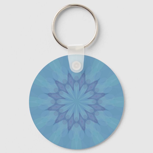 Blue and Turquoise Pattern 3 Key Ring (Front)