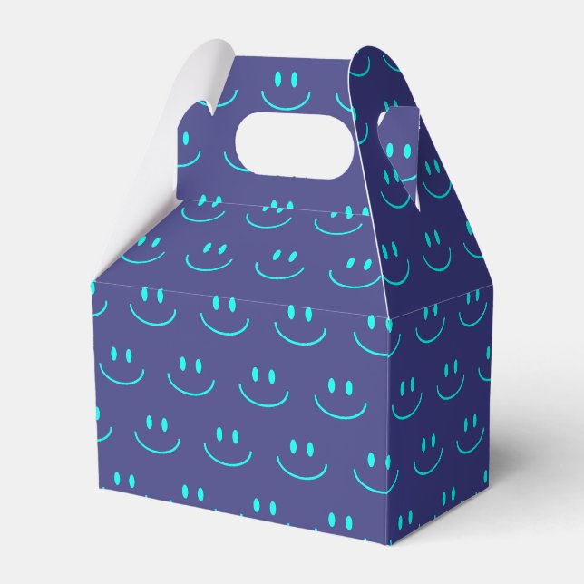 Blue and Turquoise Smile Pattern Favour Box (Front Side)