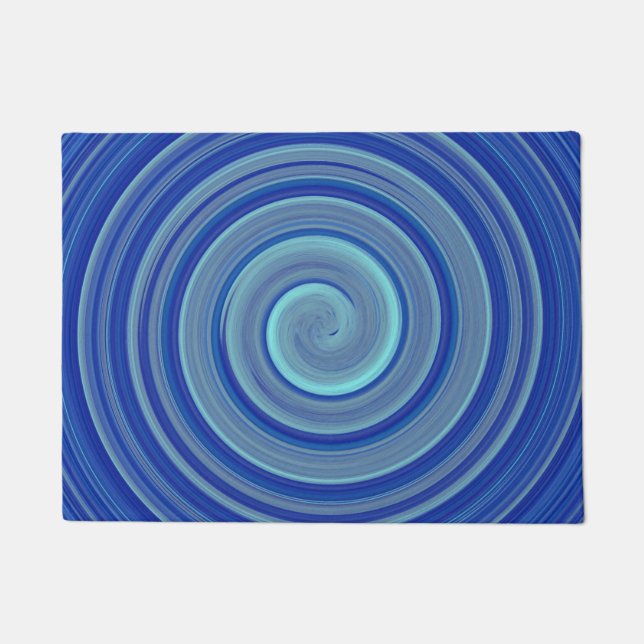 Blue and turquoise spiral doormat (Front)