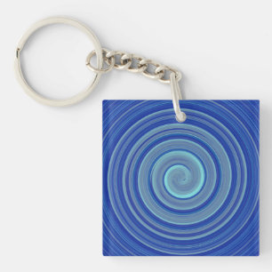 Blue and turquoise spiral key ring