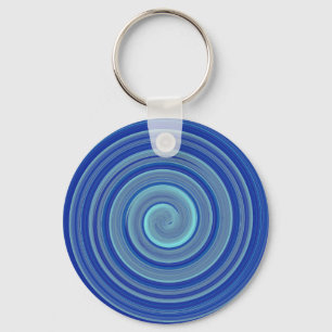 Blue and turquoise spiral key ring