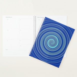 Blue and turquoise spiral planner